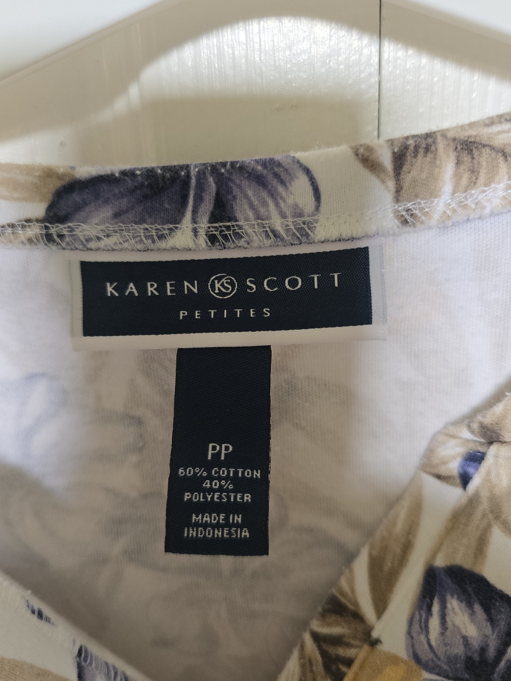 Karen Scott Short-Sleeve Floral Henley Top - Yellow, Blue & Brown - Picture 6 of 6